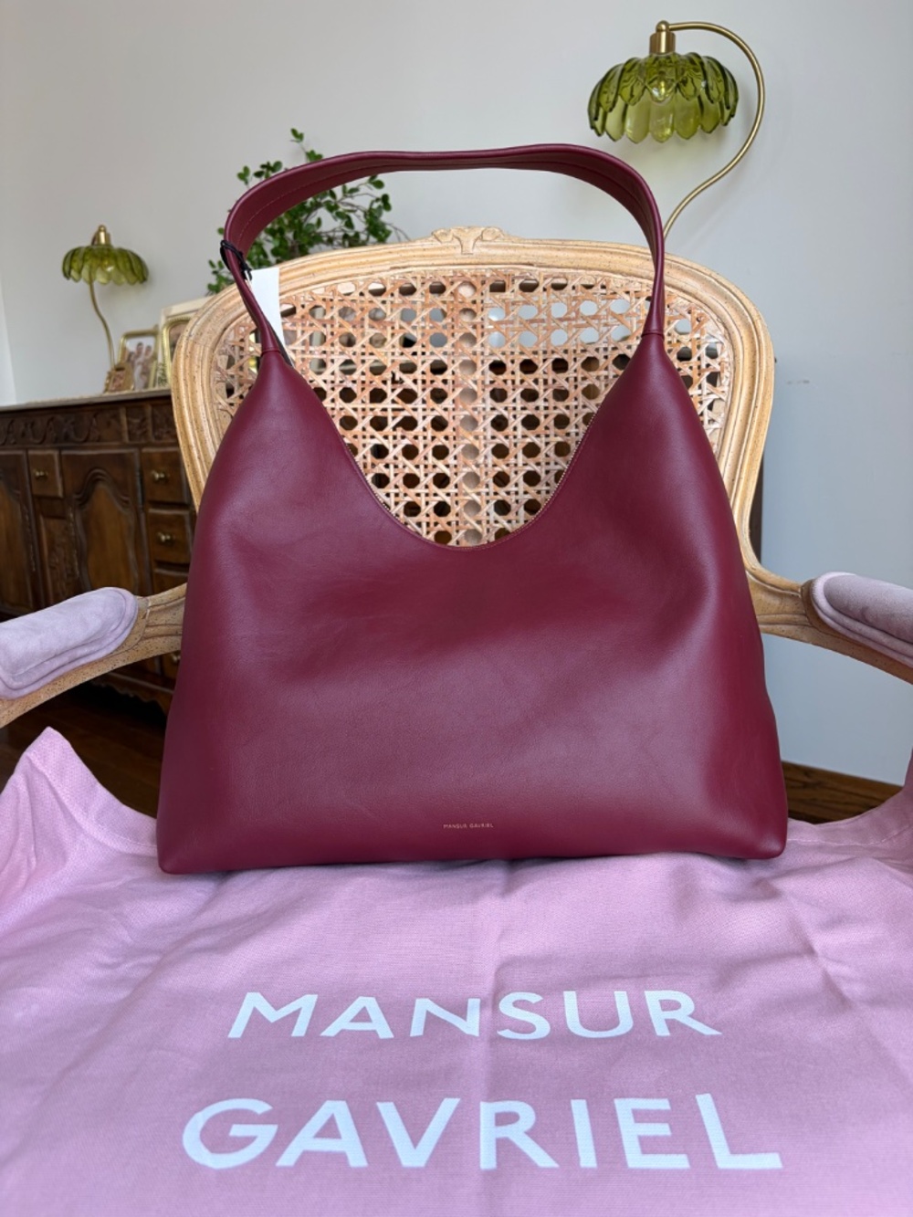 Mansur Gavriel Large Maxi Candy Hobo Leather Bag Red Oxblood - Picture 4 of 12